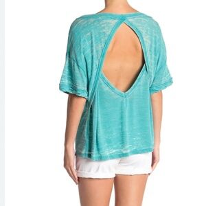 Tealish blue free people open back top